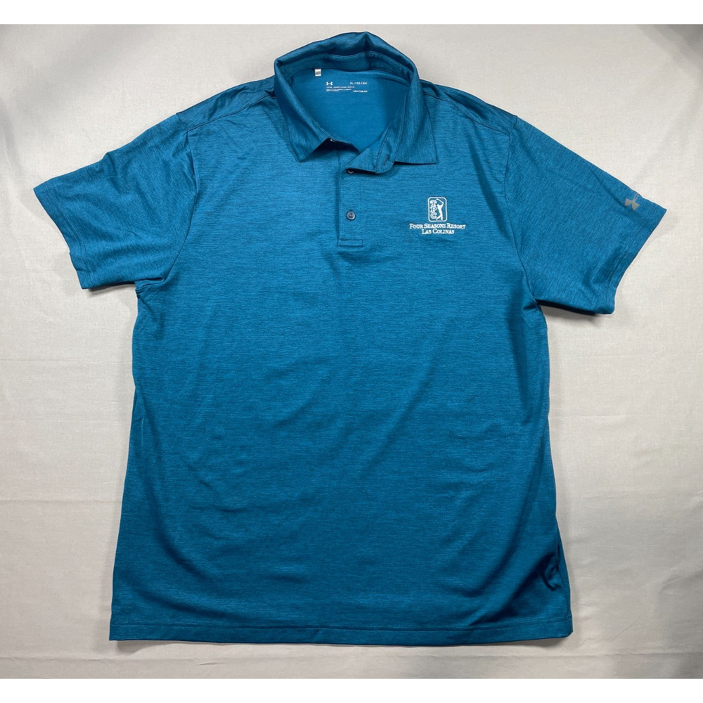 Four Seasons Resort Las Colinas Men's Blue Solid Short Sleeve Heat Gear Size XL